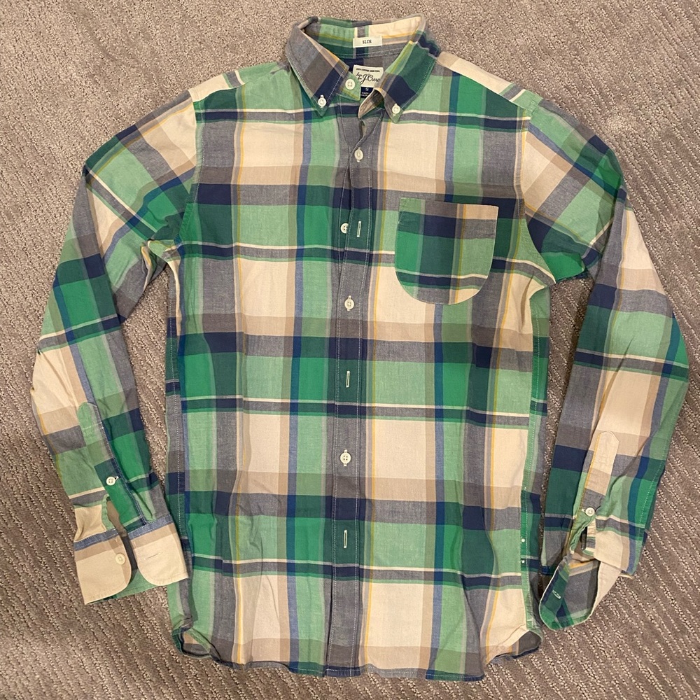 J.Crew Mens Plaid Lightweight Slim Shirt